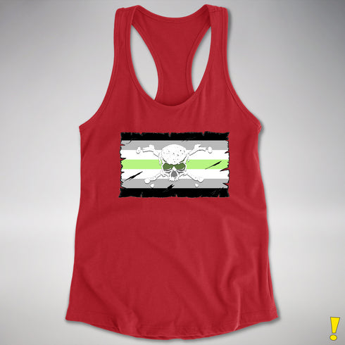 Agender Pride Pirate Flag Racerback Tank - Red